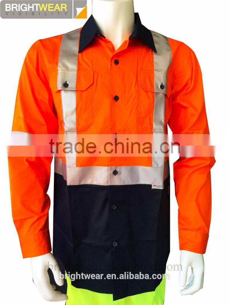 Hi vis long sleeve safety shirt with reflective tape for Australia
