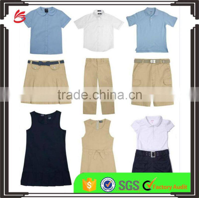 2017 custom made fashion design children Girls school uniforms dress with pictures