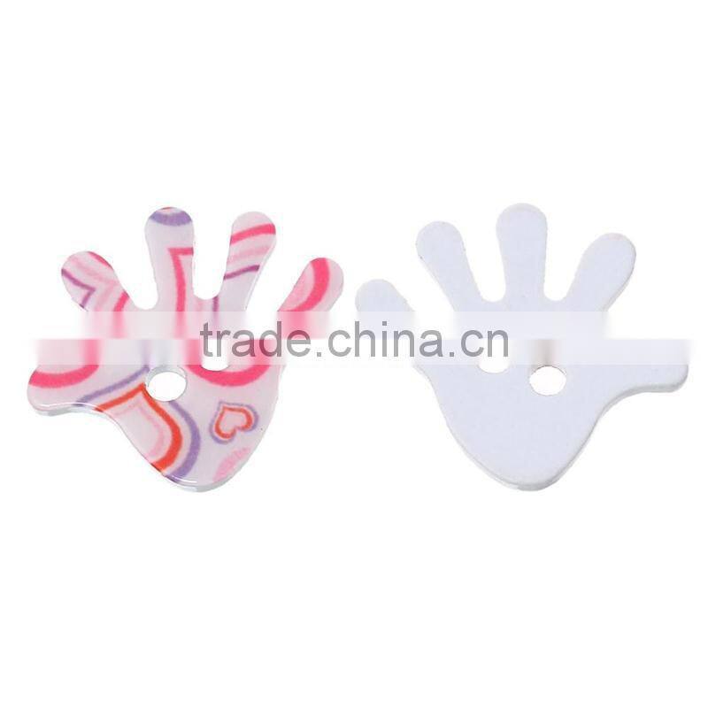 Custom 25mmx22mm Stripe Hand Two Holes Acrylic Button for Garments & Jewellry