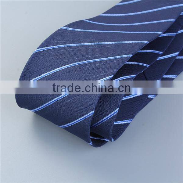 Polyester Necktie Navy Blue Stripe Fashion Necktie For Men