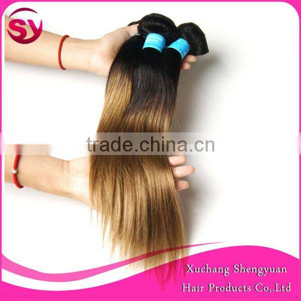 Hot New Products For 2015 Peruvian Virgin Hair, Quality 8"-30" Ombre Hair T1B/27 Straight Peruvian Human Hair Weaves
