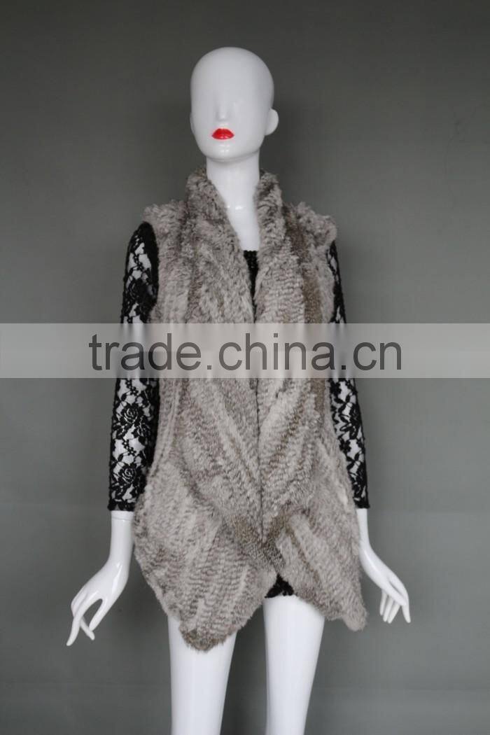Fashion Ladies Knit Fur Vest/ Spring Outwear Coat With Fine Workmanship