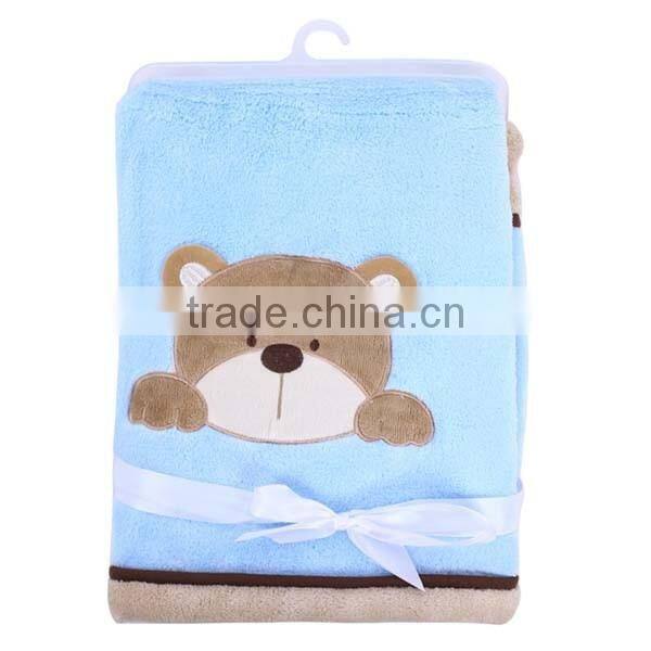 cute cartoon animal flannel fleece embroidered baby blanket