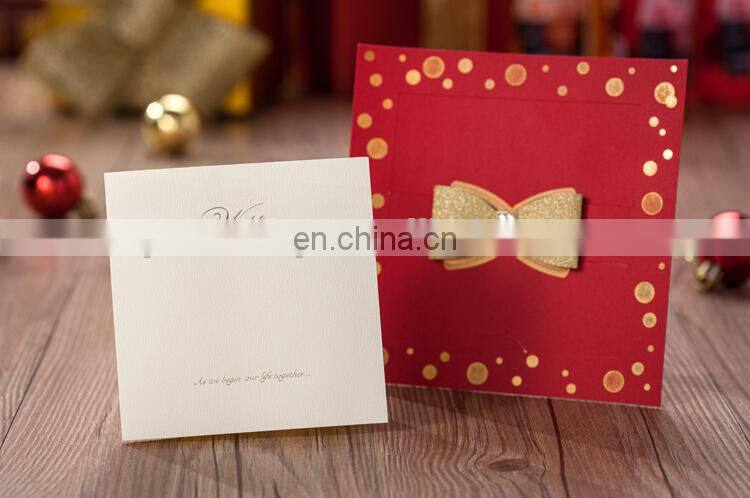 Red bow design business card wedding invitation card