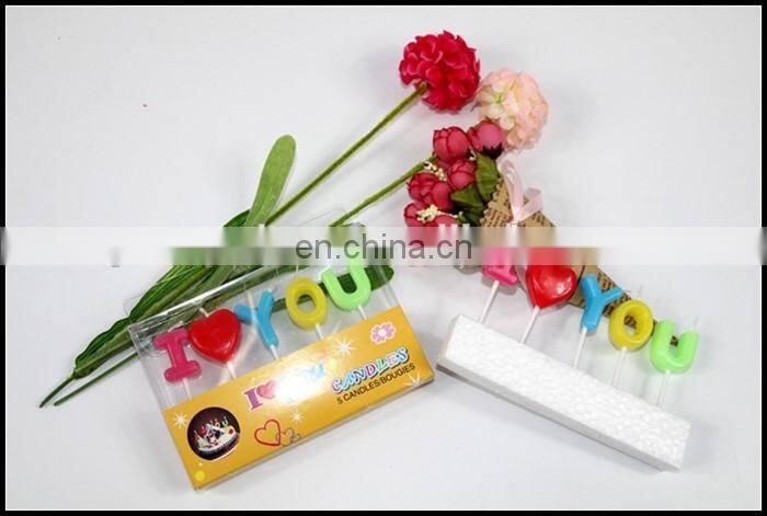 "I Love YOU" letters shaped stick candles for valentine' day decoration