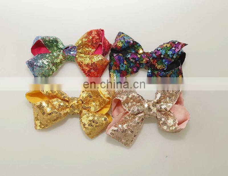Hot sale big bow with Metal Hair Clips 12cm sequin bow alligator Clips for kids