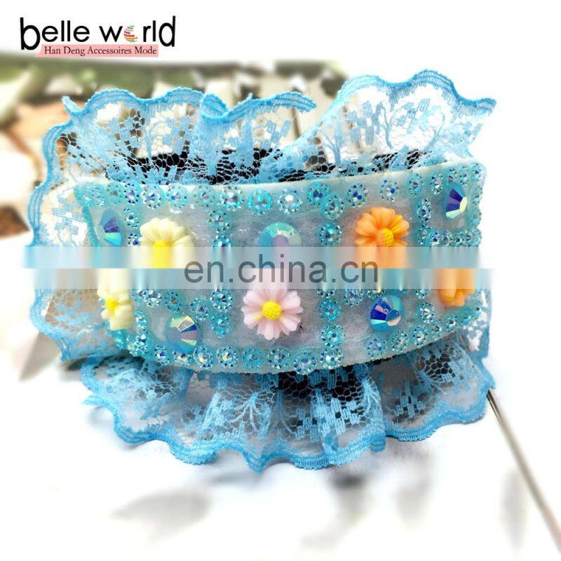 New style Nylon lace flat back rhinestones flower Hair Bun Maker magic buns hair