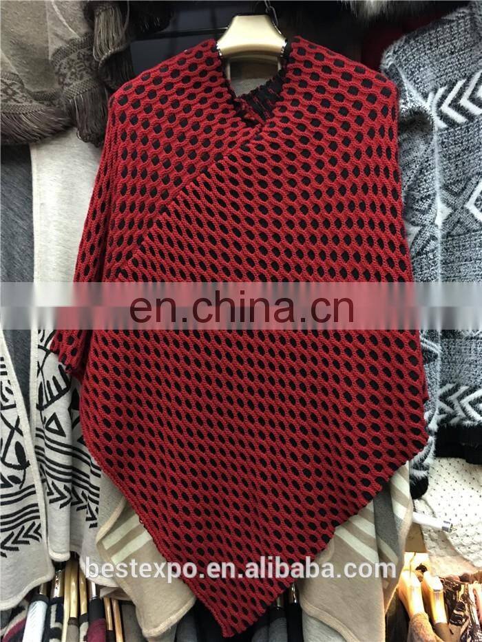 wholesale pullover knitted poncho wool sweater design for girl