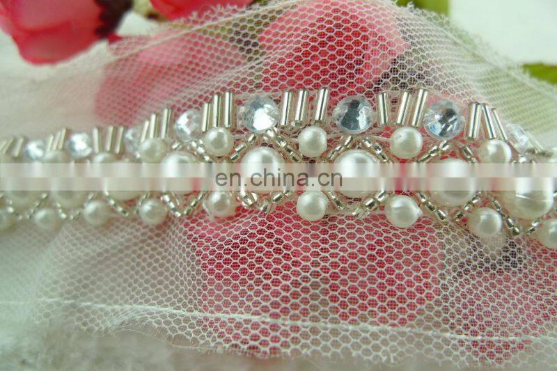 2015 decorative white beade trim for wedding Fancy Lace Trim for garment