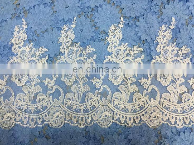 2016 manufacturer flower designs embroideried ivory bridal lace trimmings,embroidered bridal lace trim