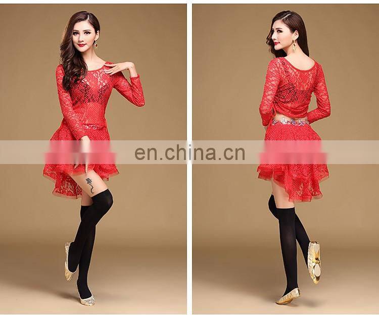 T-5146 France best sales newest Sexy lace hot drill belly dance top and skirt set