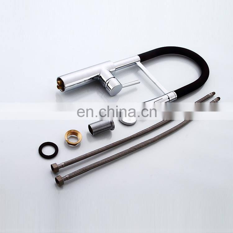 High technology polishing plated flexible hose pull out kitchen mixer faucet