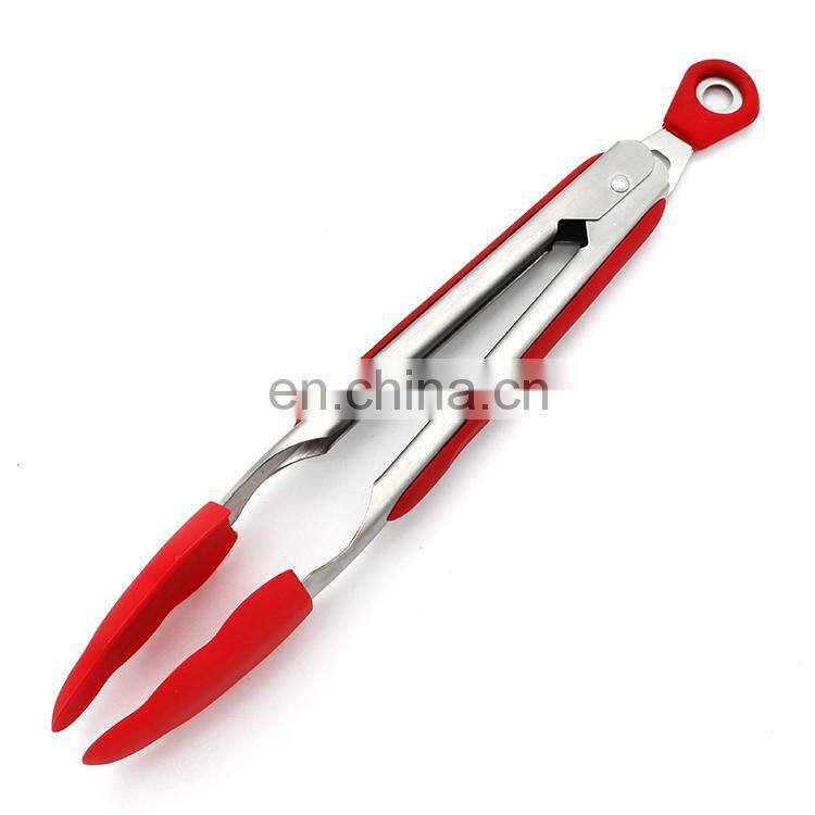 Hot Sell stainless steel handles silicone tongs with Lock