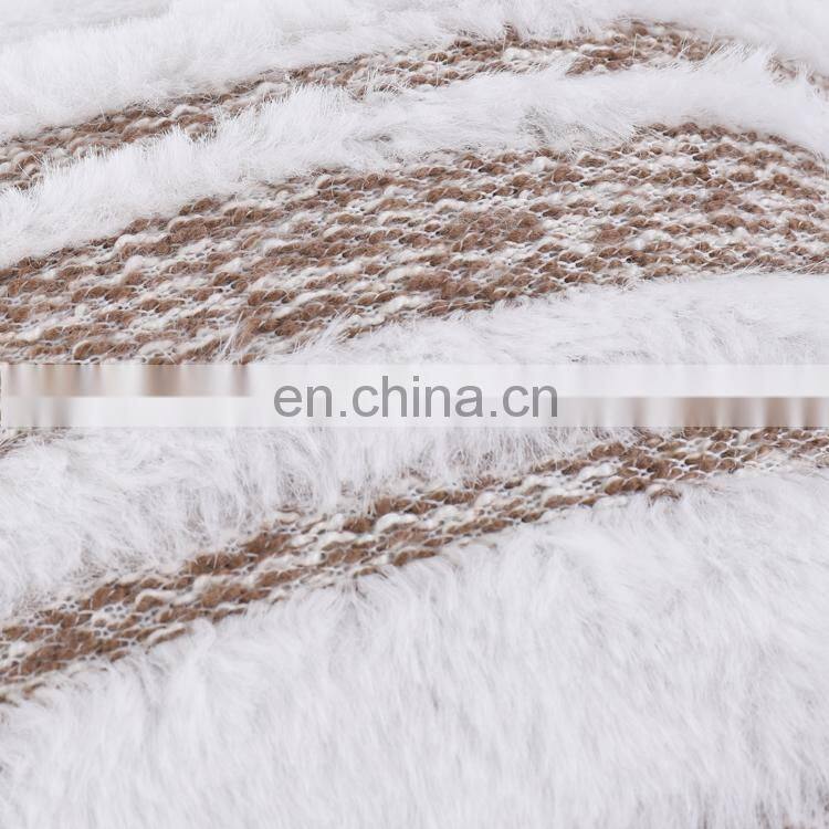 New design fashion faux fur striped jacquard cushion cover deco