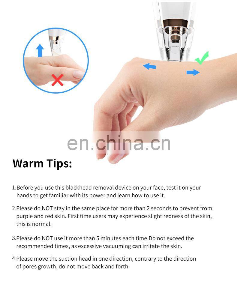 Free Sample Blackhead Remover Set Electric Microdermabrasion Machine with 6 Replacement Probes to Clear Acne Comedone