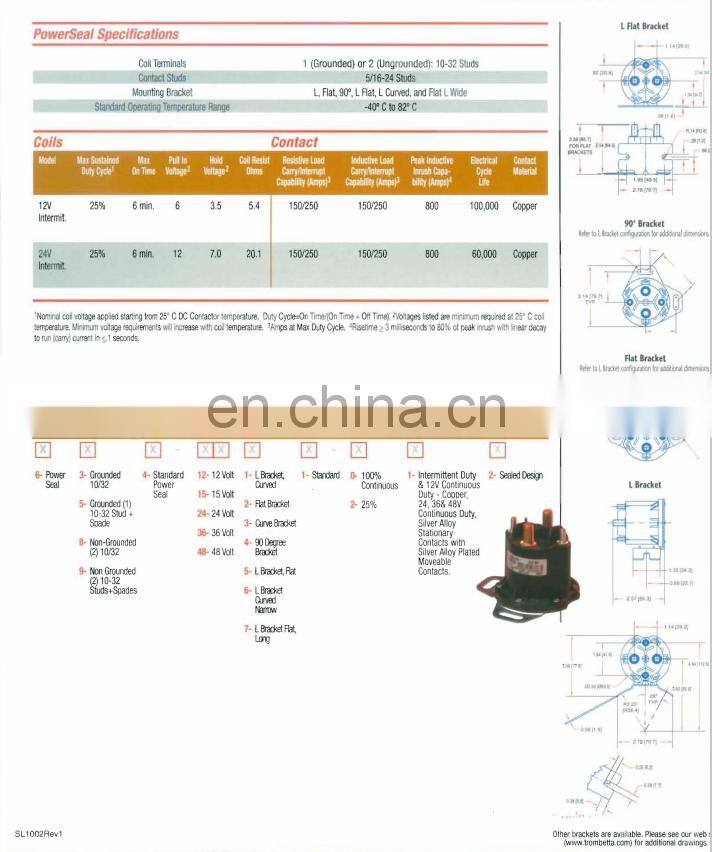 Solenoid switch starter relay 12V 150A