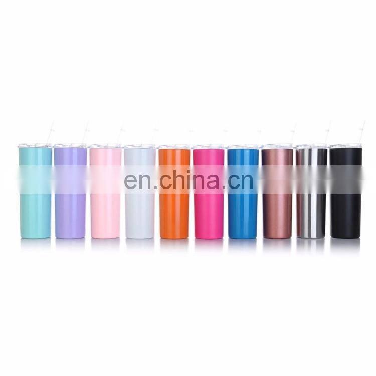 High Quality 20 0Z Slim Stainless Steel Tumbler with Straw Wholesale