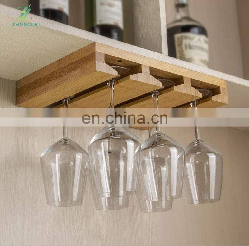 Custom Wine Glass Rack Under Cabinet for Kitchen Wine Glass Holder Bamboo Stemware Drying Storage Hanger Organizer Rack