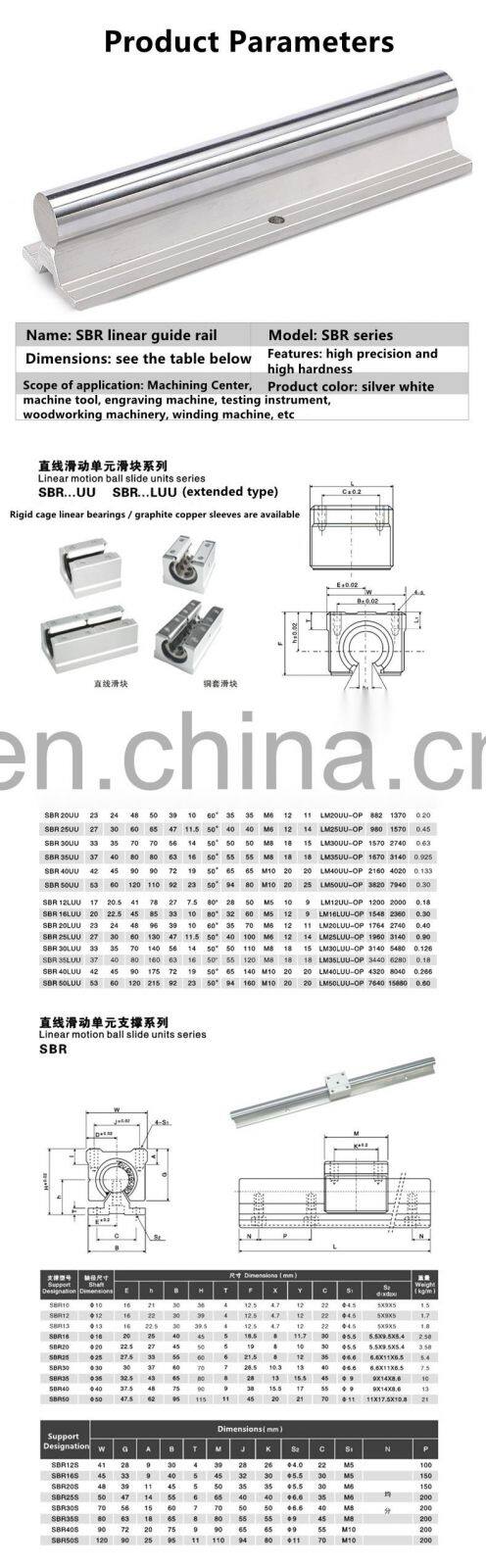 Sbr Cnc Linear Guide Rail Sbr12 Sbr16 Sbr20 Sbr25 SBR30 SBR35 SBR40 SBR50 UU LUU 300mm 400mm 500mm 600mm 800mm 1500mm
