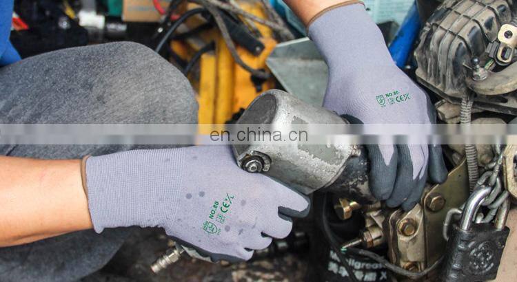 Super Soft 15G Nylon Liner Foam Finished Nitrile Coated Protective Gloves