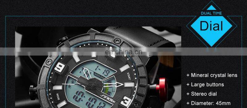 SINOBI Multi Function Men Wristwatch S9733G Full Calendar Window Male Watch LED Display Digital Watches