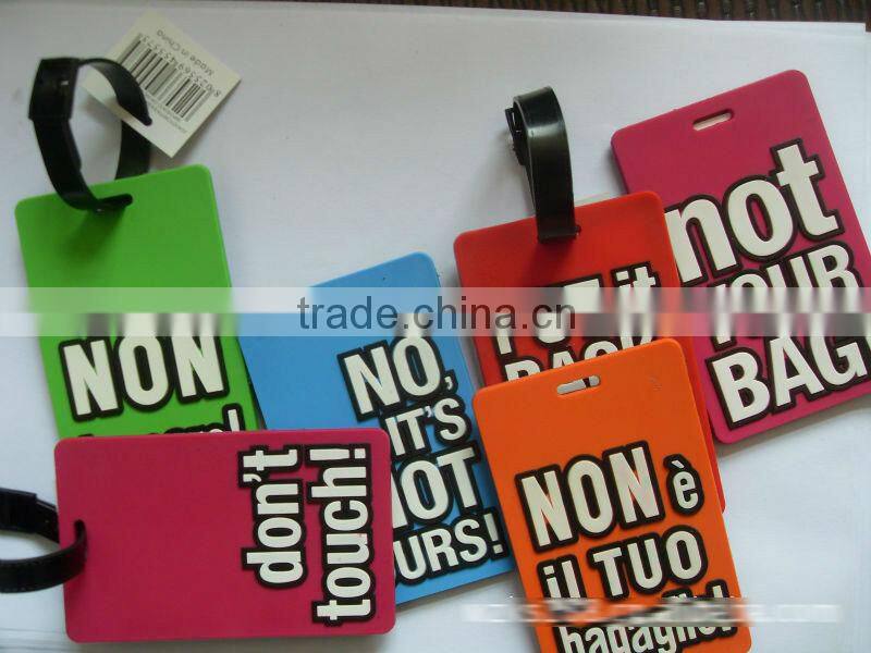 luggage Tag with insert name card, 2D embossed silicone luggage tags