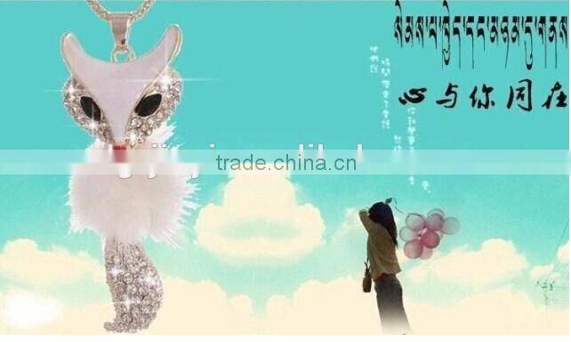 2014 fashion fox long necklace for sweater