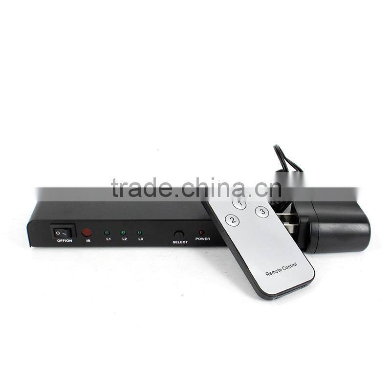 The best quality of HDMI switcher 3 input 1 output support 3D hdmi switcher rf remote control
