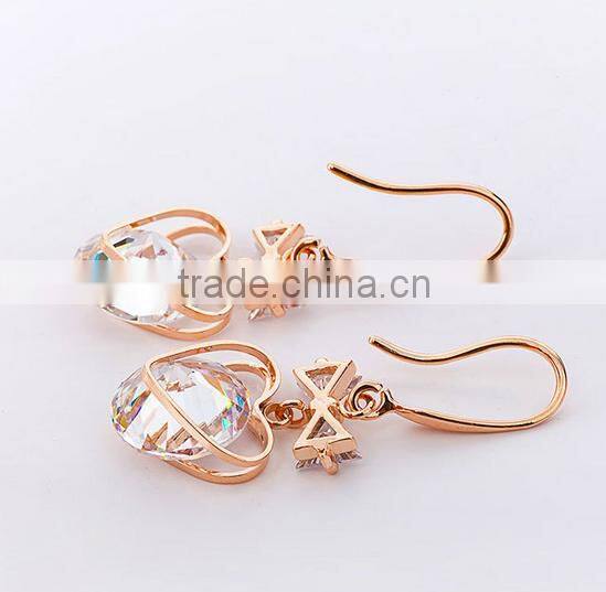 Fashion new model fancy gold earring,heart pendant earrings for girls