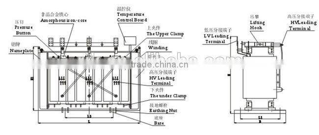 8KV 630 KVA oil immersed type power transformer