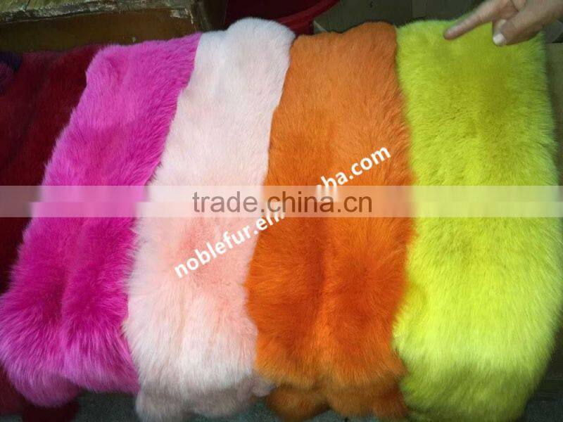 Luxury Real Genuine fox fur blanket super soft Dyed Candy Color Blue fox fur blanket