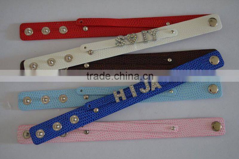 Wholesale Can be Assembled with Letters Double Straps Leather Bracelets