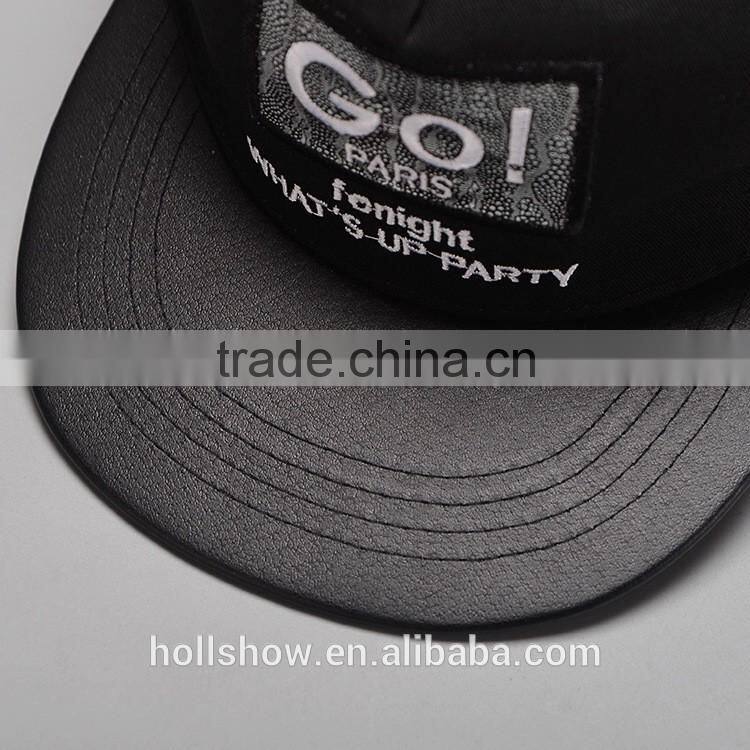 Fashion Cool GO ! Applique Men Women Embroidery Flat Leather Brim Snapback Custom