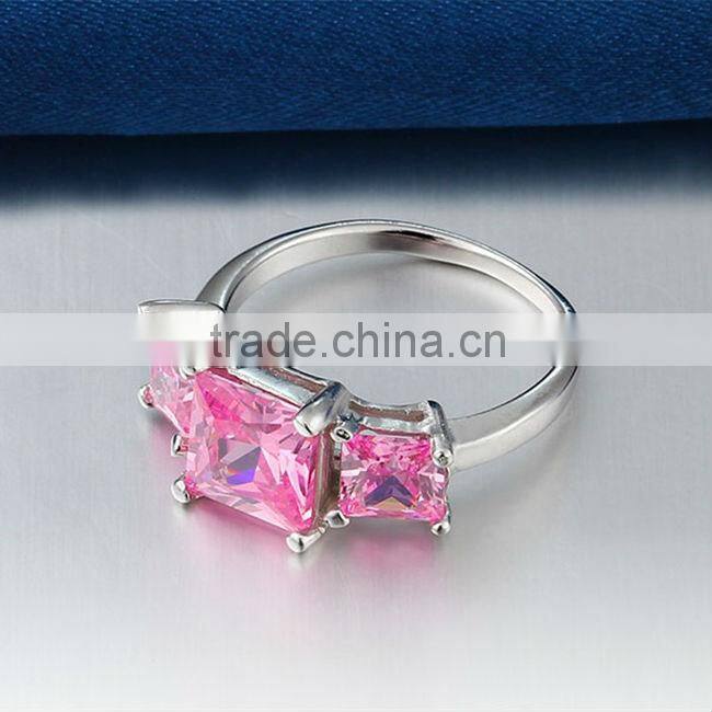 2014 Fashion Pink CZ Stone Inlay In Copper Alloy Ring