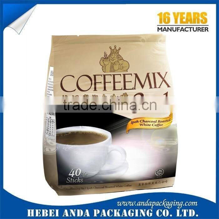Gravure pringing plastic bag for instant coffee mix packaging