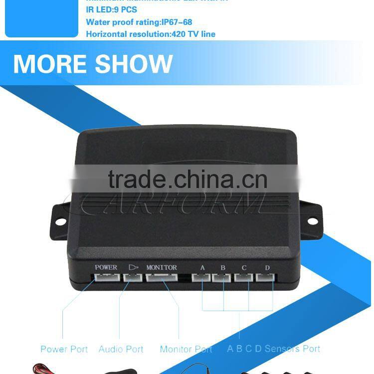 China factory wholesale bluetooth handsfree car kit with parking sensor backup rearview camera