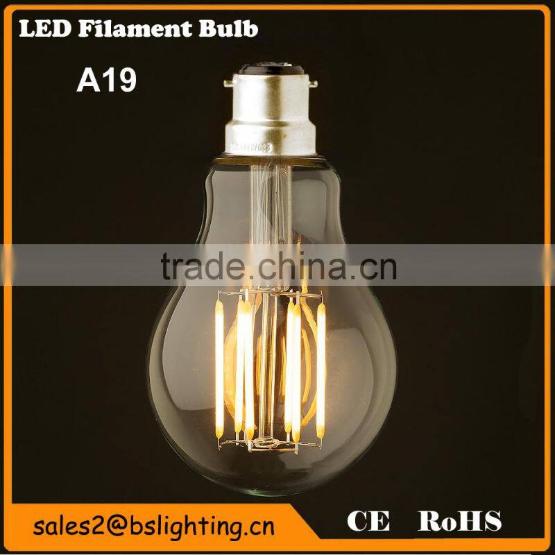 Factory Price A19/A60 3Watt Dimmable Lantern Edison LED Clear Bulb e27 socket