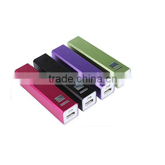 Flexible mini usb aluminium lipstick power bank 2600mah for smartphones