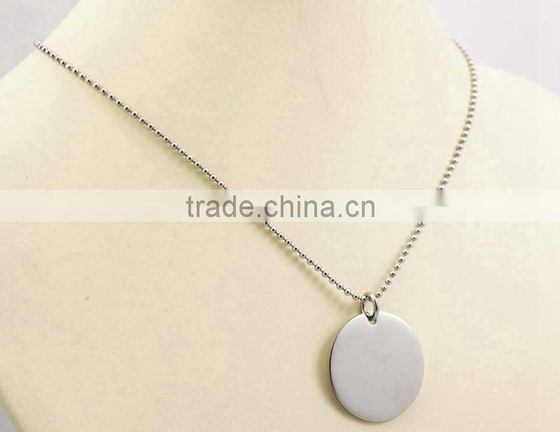 Blank Round Disk Pendant Fashion Ball Chain Necklace
