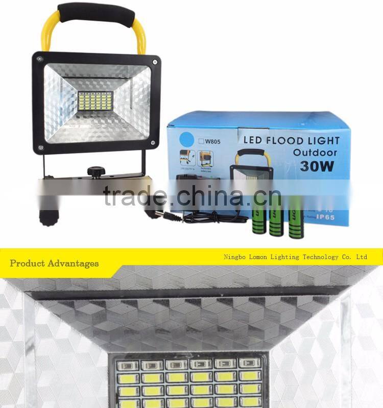 High Quality Waterproof Portable 30W Rechargeable Outdoor Led Flood Light