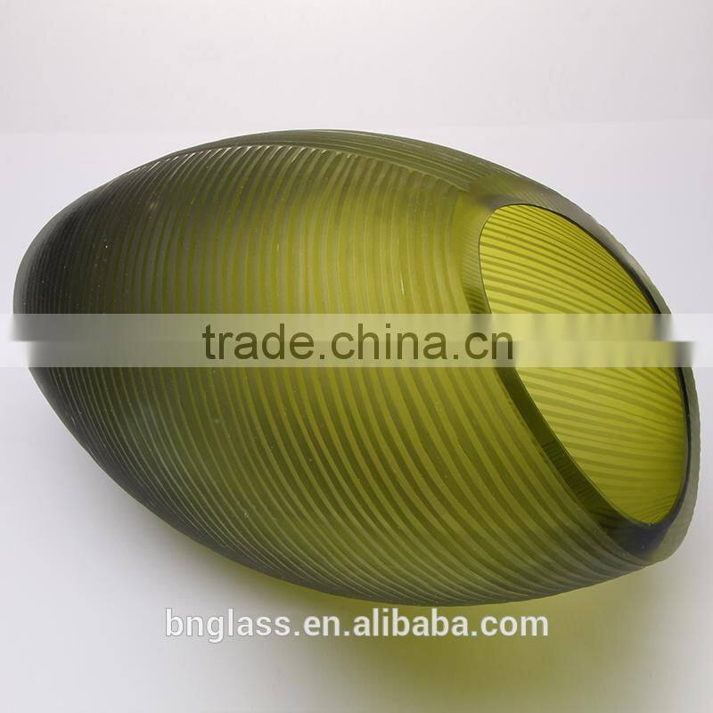 Promotion Decor glass Oval vase green Cheap