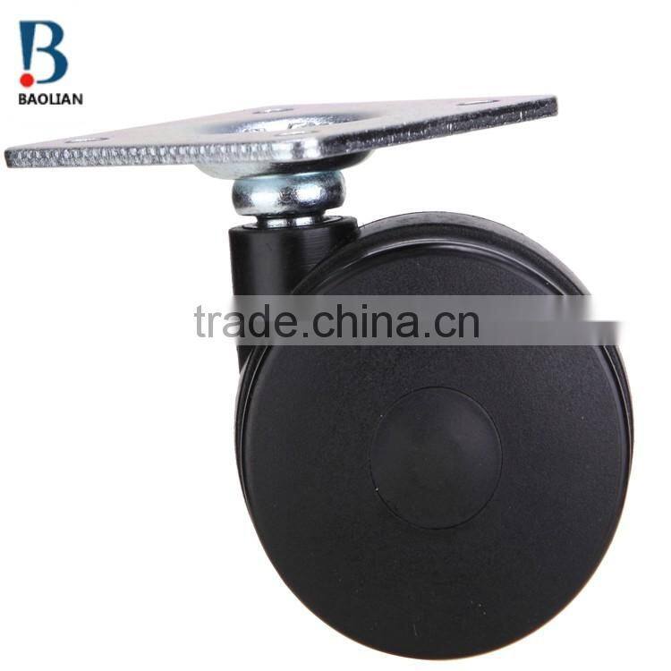 2016 shenzhen hot-sale 2 inches black nylon plate swivel plastic furniture caster double wheels for suitcase