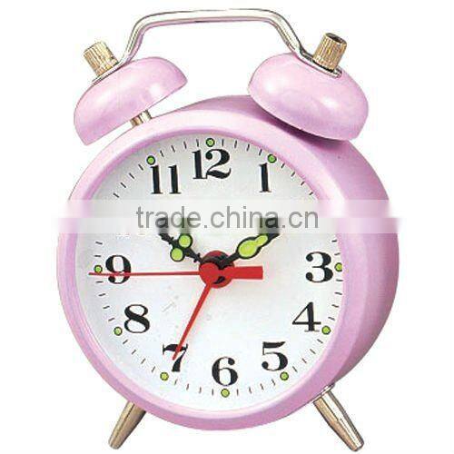 Metal case mechanical alarm clock, 2.5 inch size