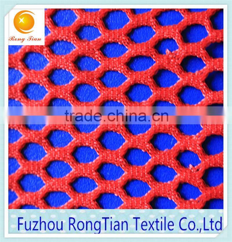 Red polyester knitted big hole mesh fabric for mattress