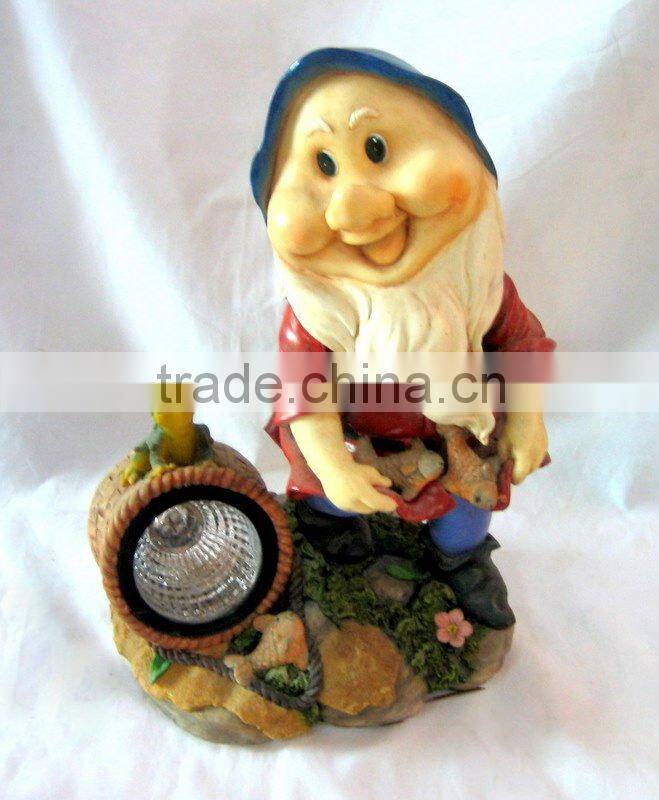 Polyresin Gnome Body Solar Light For Garden Decoration