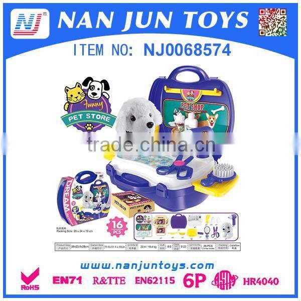 KIDS PRETEND PLAY PET STORE SUITCASE WITH HORSE DOLL/PET DOLL HOUSE TOY SET