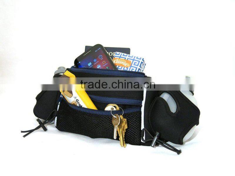 Zipper Pockets Sport Waist Pack Bags Running Belt with Bottle Holder