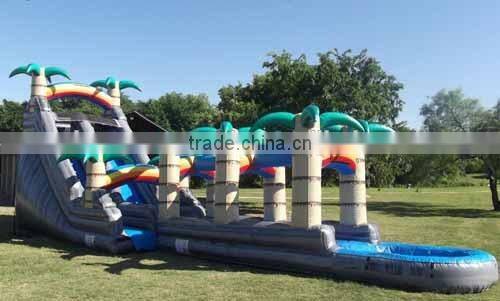large tropical water slide inflatable slip n slide pool,giant inflatable water slip and slide for adult