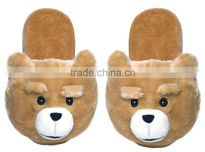 Customize Plush Animal Slippers cheap Lady slippers, soft plush slippers,Cute Dog Head Plush Slippers