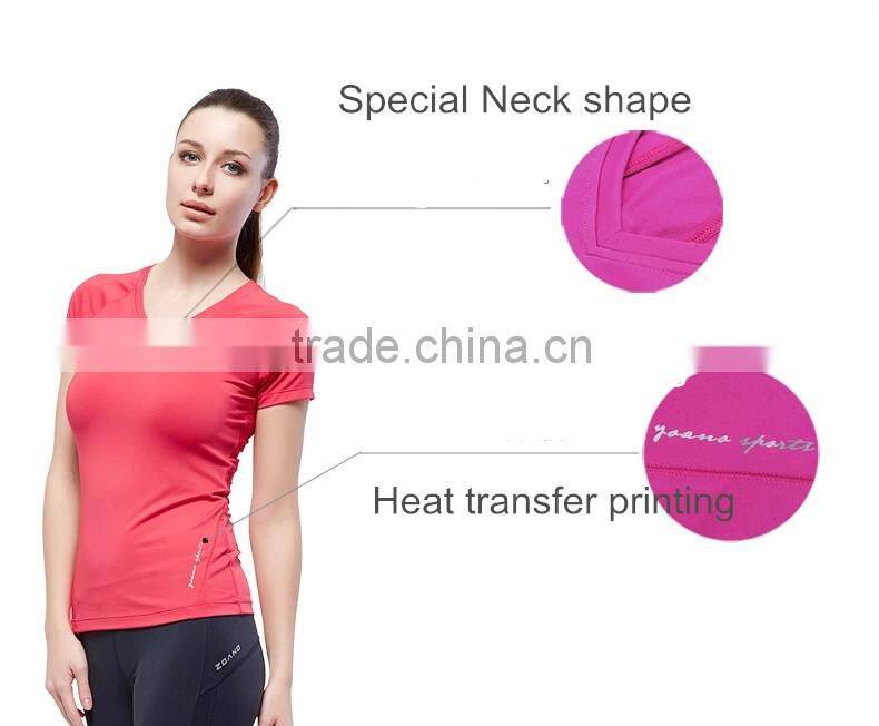 2016 wholesale women customized shirt/fitness compression yoga wear